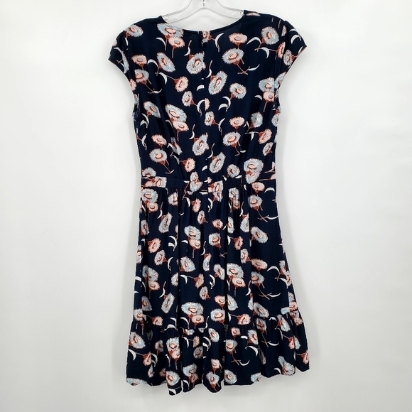 J. Crew Navy Floral Faux Wrap Mini Dress - Picture 9 of 16